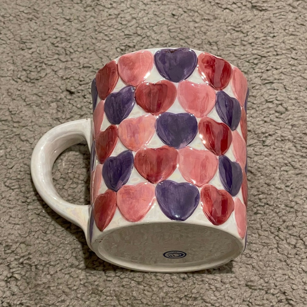 CIB Heart Mug Pink Purple Red Ceramic Coffee Tea Cup Valentine's Day
